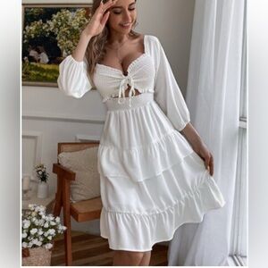 Elegant White Tiered Dress